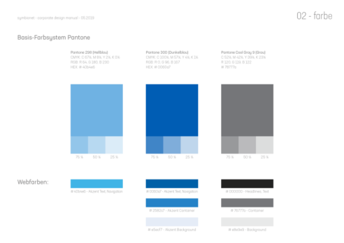farbsystem im corporate design manual für den schweizer it-softwareentwickler