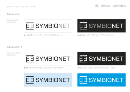 logovarianten im corporate design manual für den schweizer it-softwareentwickler