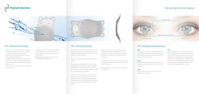 produktbroschüre mit motiven iol-ansichten und augen als salesfolder im corporate design des medical products herstellers seite 2