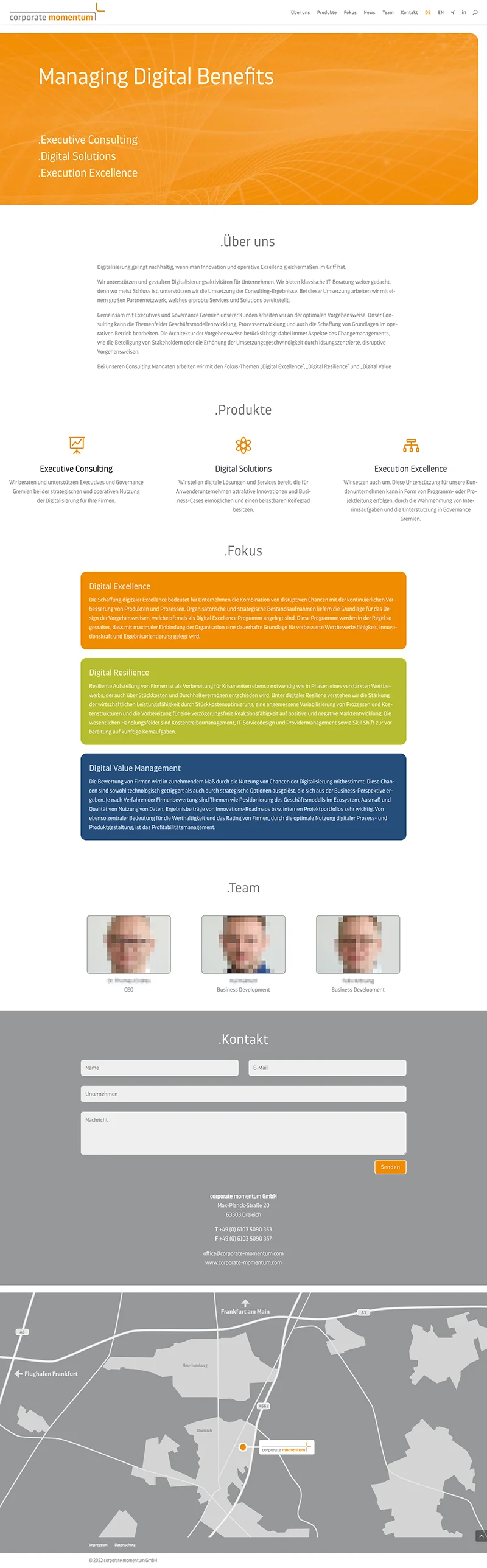 website design für it consulting unternehmen mit seo der headlines, texte und bilder