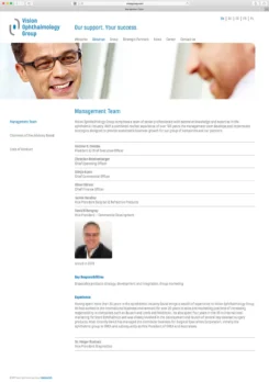 webdesign der about us website für hersteller medizinischer produkte für ophthalmologie und augengesundheit